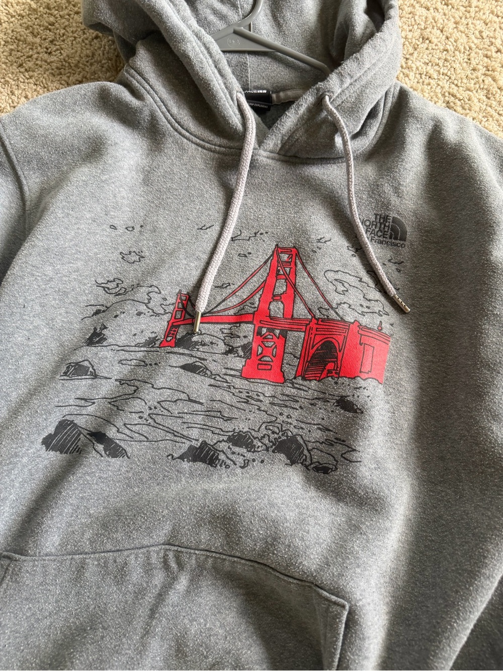 The North Face Gray Pullover Hoodie with White Logo Tag